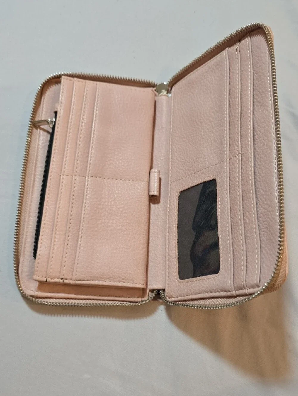 Steve Madden Pale Pink Zip-Around Wallet with Silver Accent